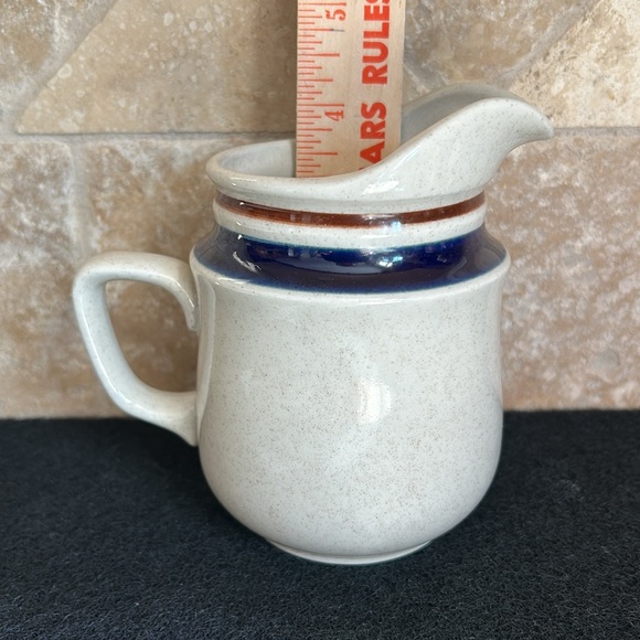 Contemporary Chateau Creamer hand painted Stoneware Cobalt Blue & Brown Strips - Picture 5 of 6